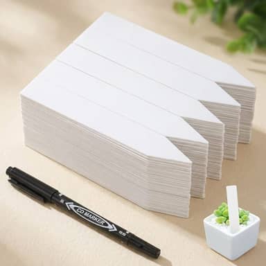 HOMENOTE Waterproof Plastic Plant Labels with Marker (4 in, 200-Pack)