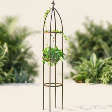 LeJoy Metal Garden Obelisk Trellis (75.6 in, Bronze)