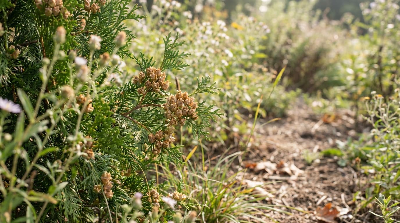 American Arborvitae growing in a garden
