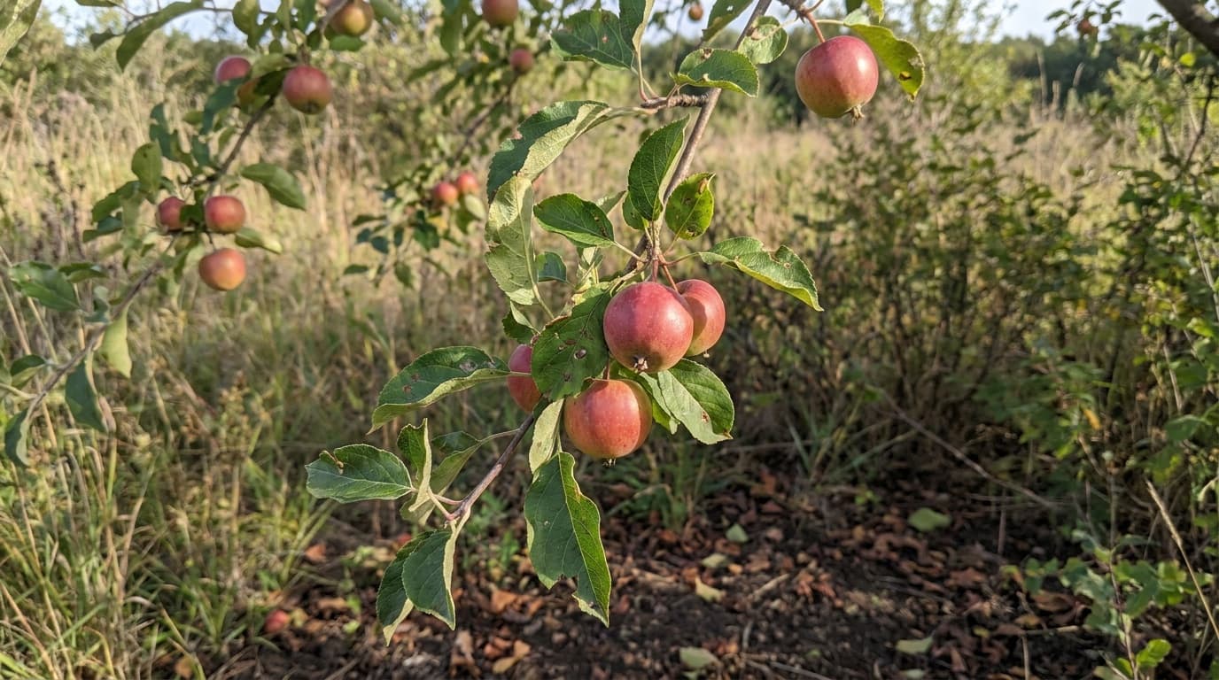 Apple growing in a garden