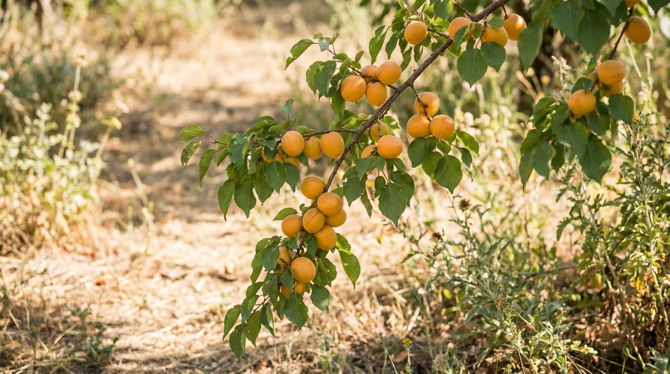 Apricot growing in a garden