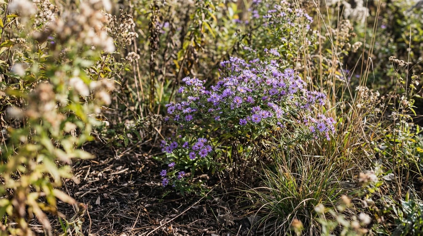 Aromatic Aster growing in a garden