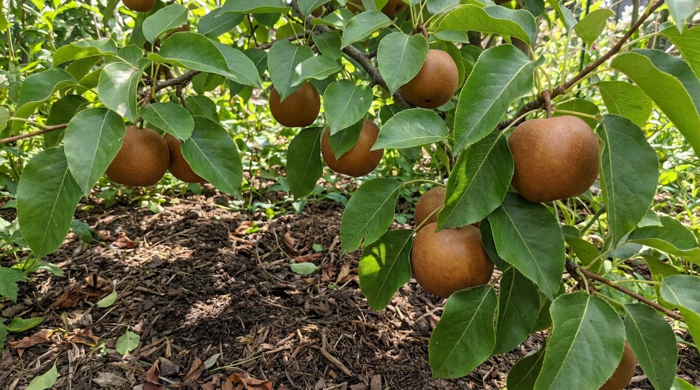 Asian Pear growing in a garden