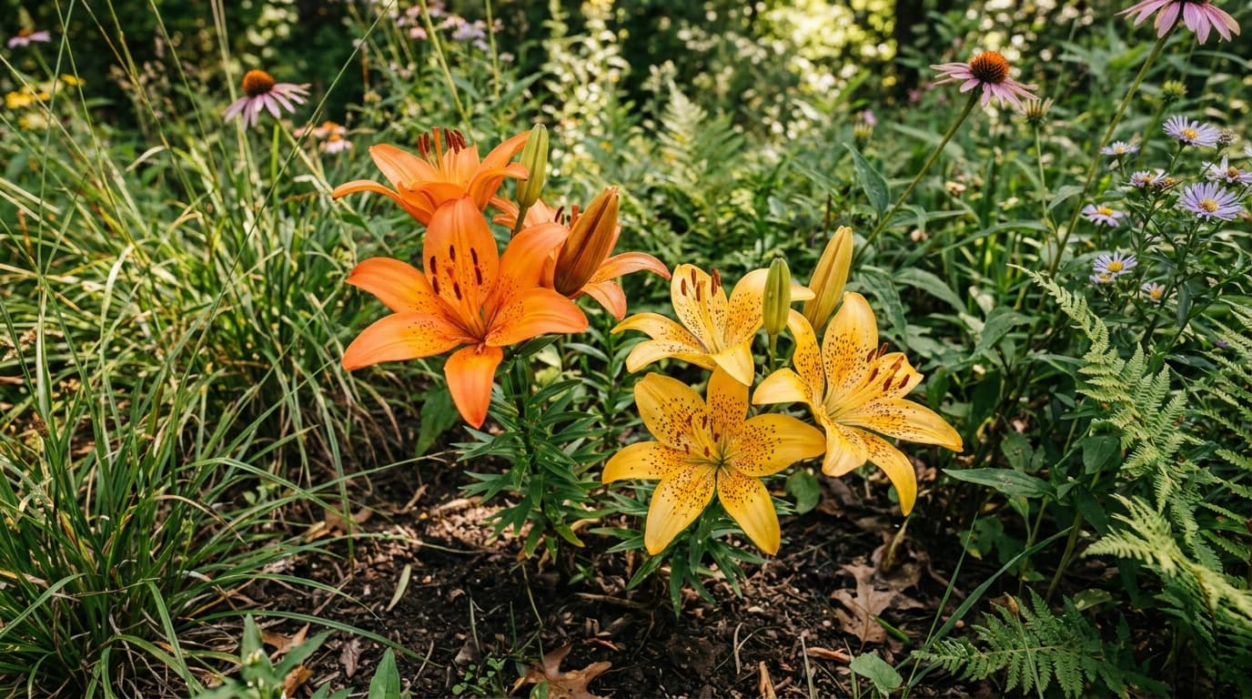Asiatic Lily growing in a garden