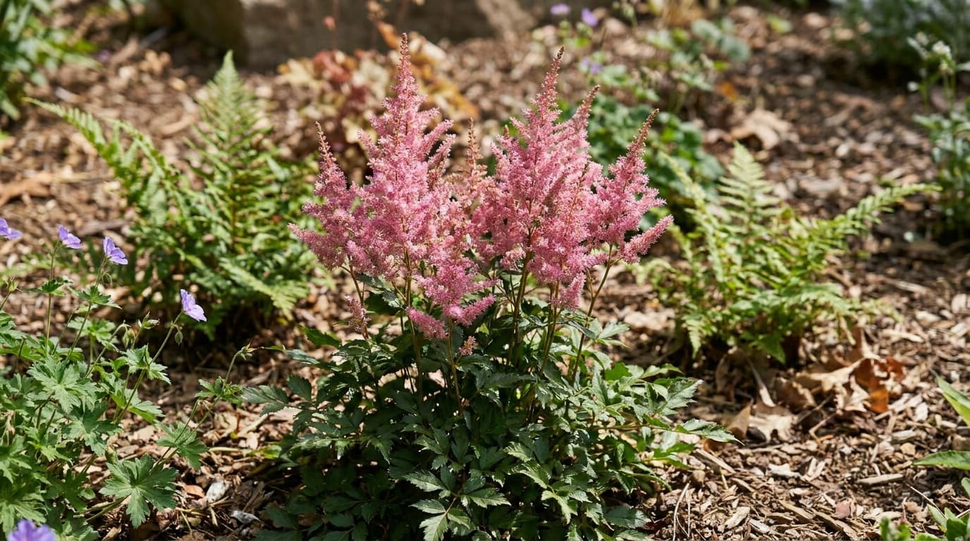 Astilbe growing in a garden