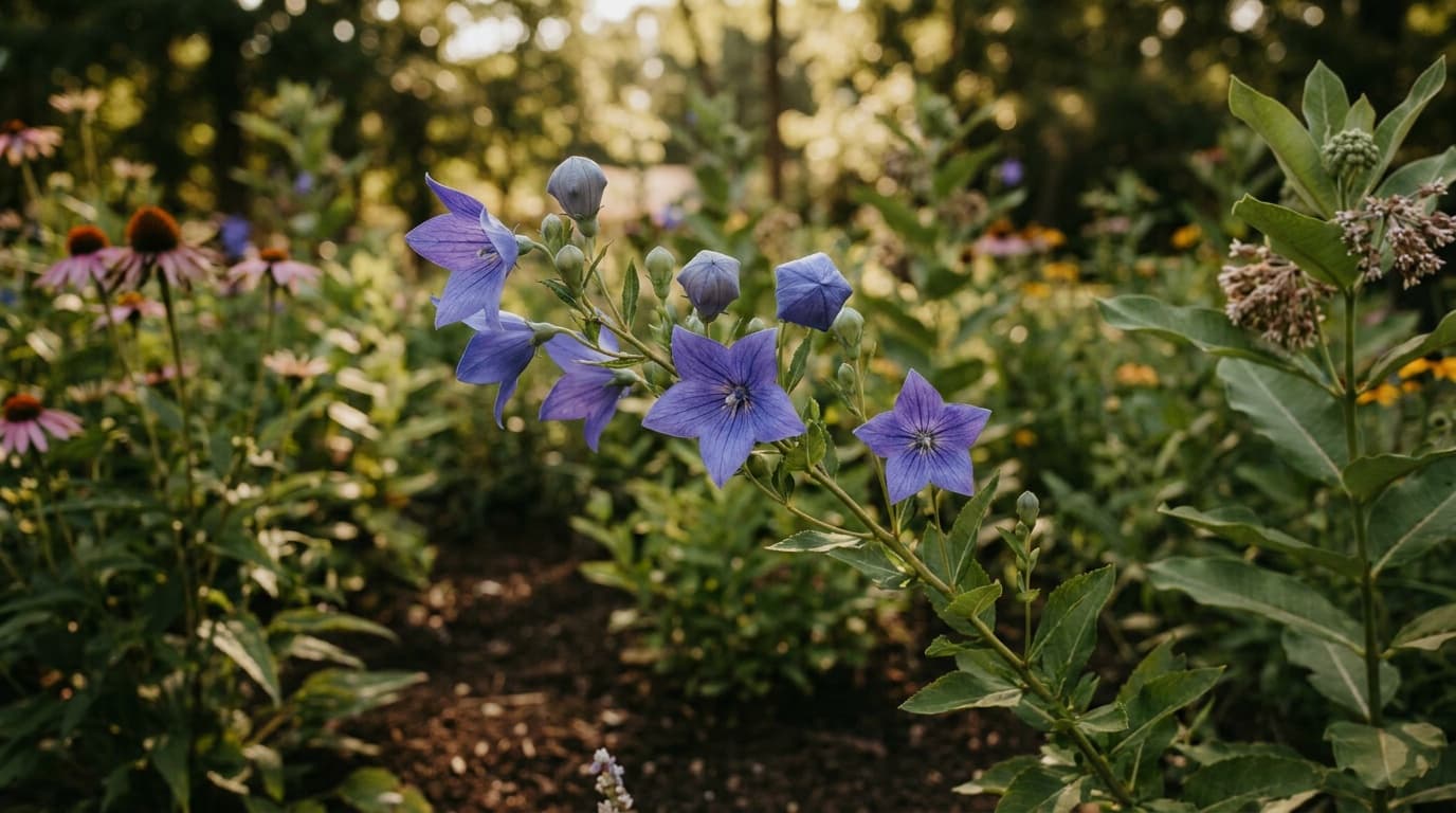 Balloon Flower growing in a garden