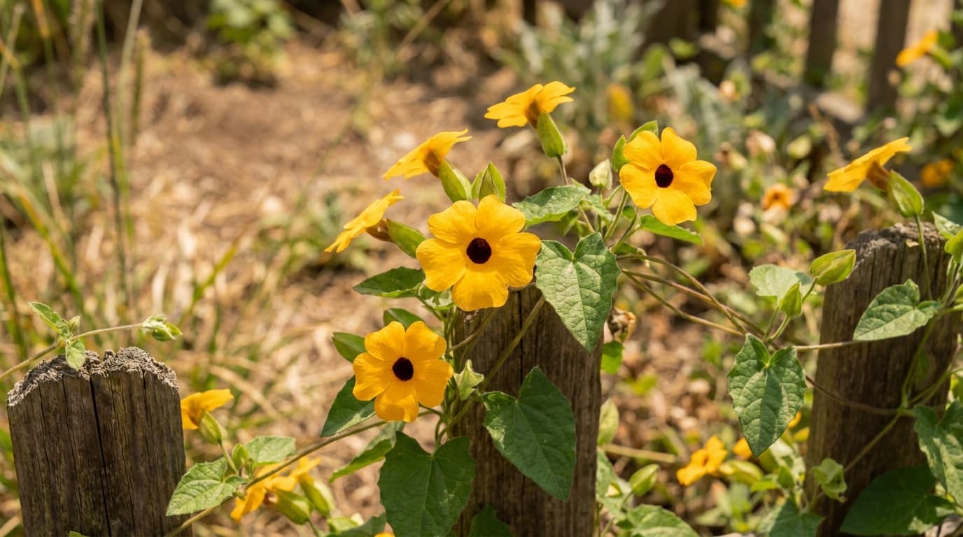 Black-eyed Susan Vine growing in a garden