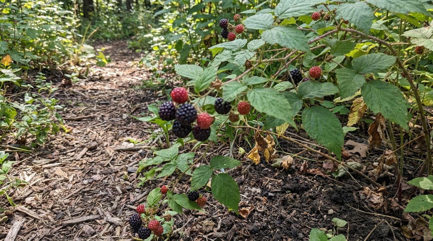 Black Raspberry growing in a garden