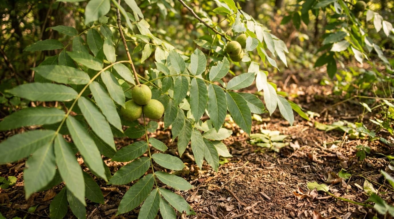 Black Walnut growing in a garden
