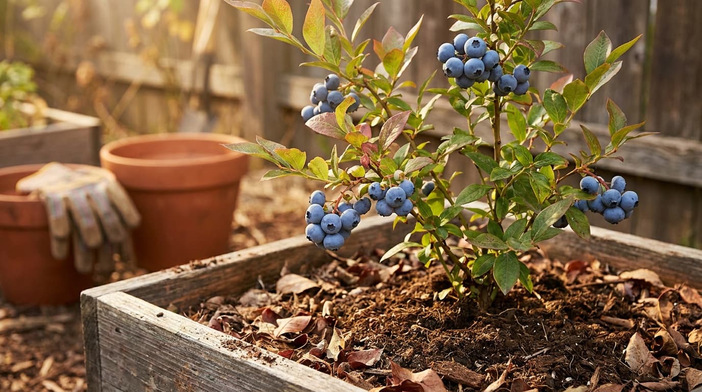 Blueberry growing in a garden
