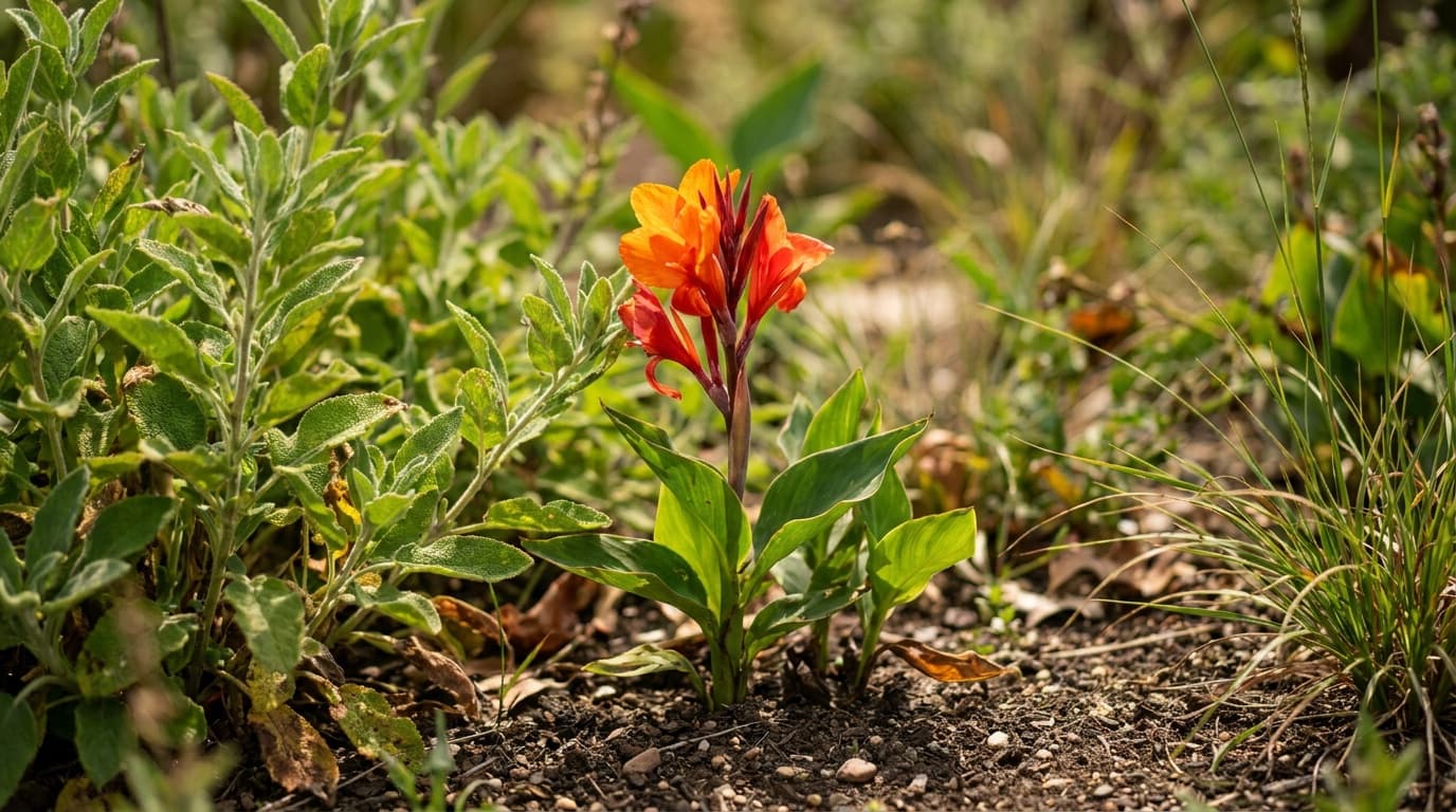 Canna Lily growing in a garden