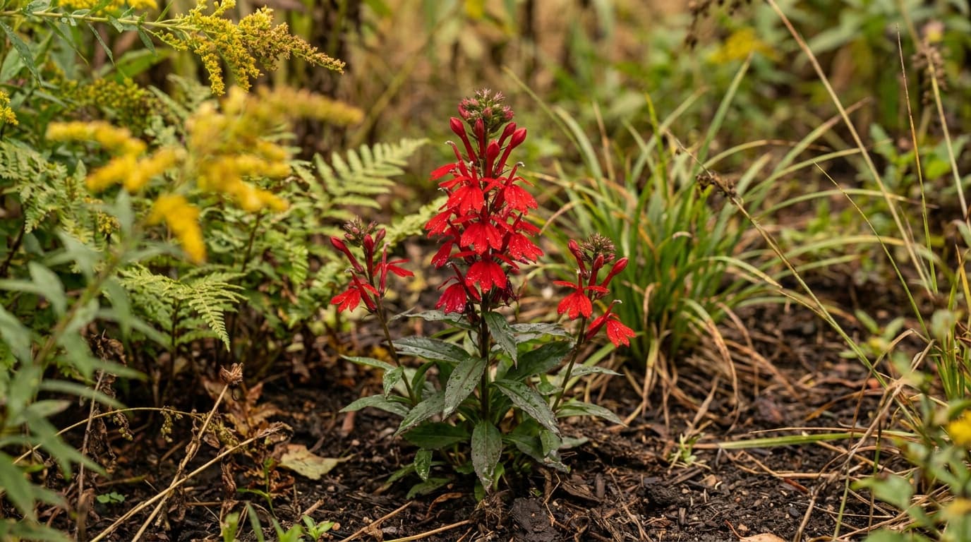 Cardinal Flower growing in a garden