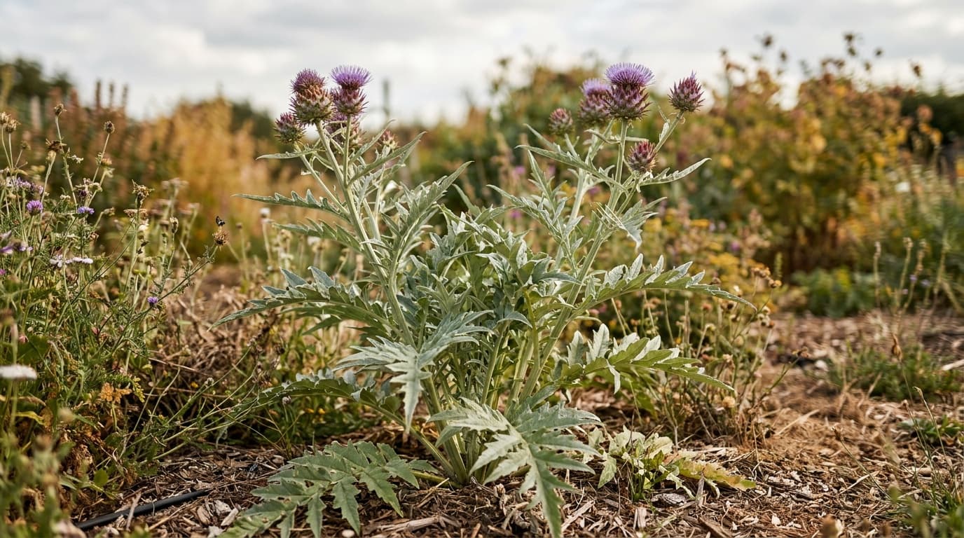 Cardoon growing in a garden