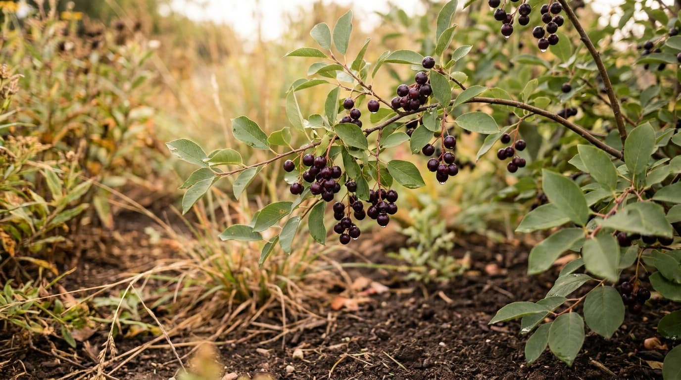 Chokecherry growing in a garden
