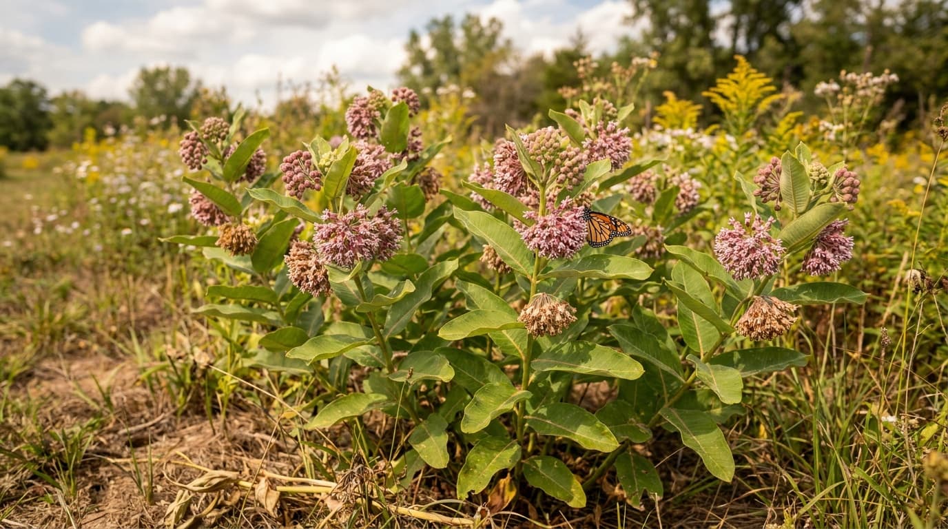Common Milkweed growing in a garden
