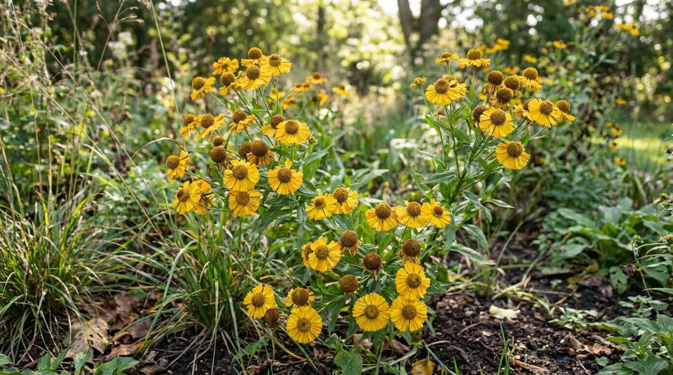 Common Sneezeweed growing in a garden