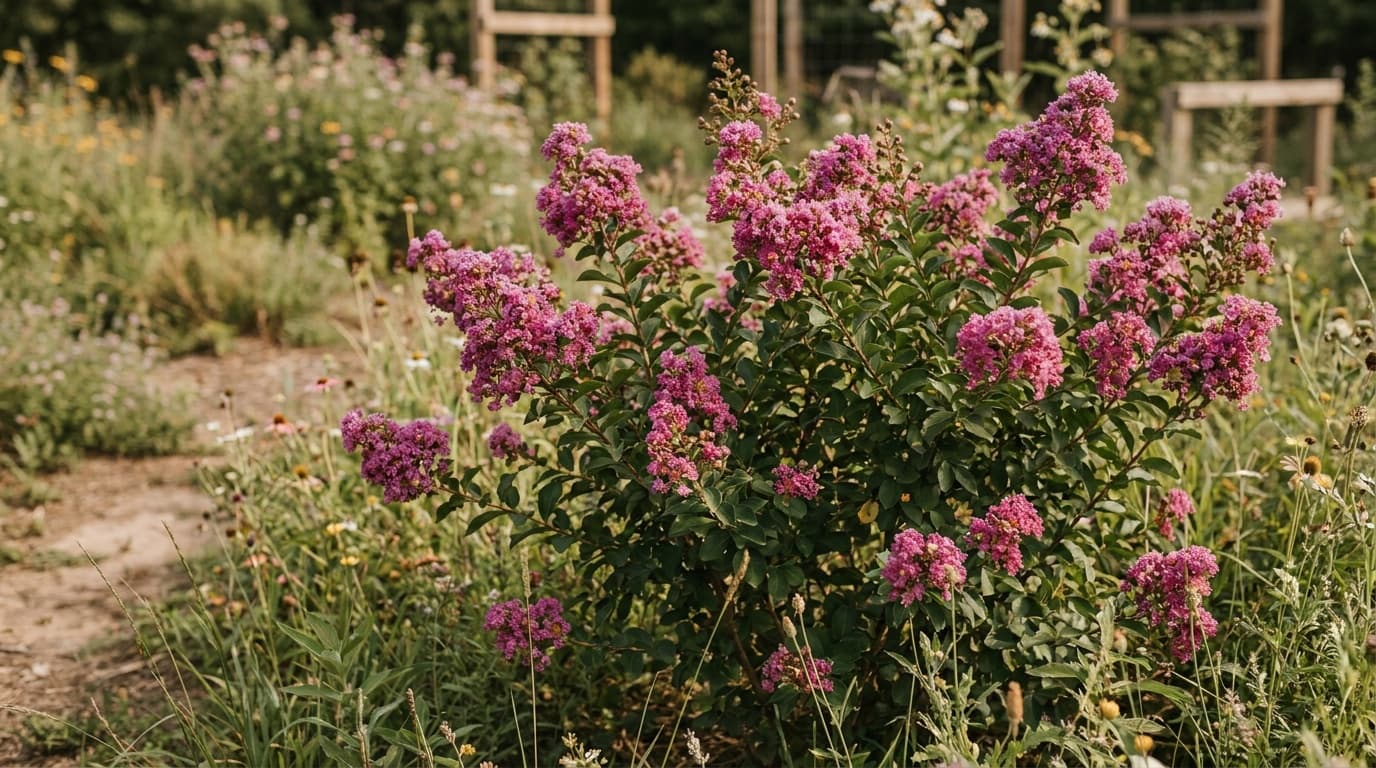 Crape Myrtle growing in a garden