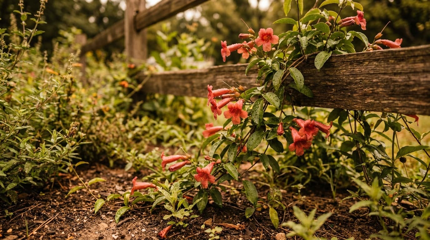 Crossvine growing in a garden