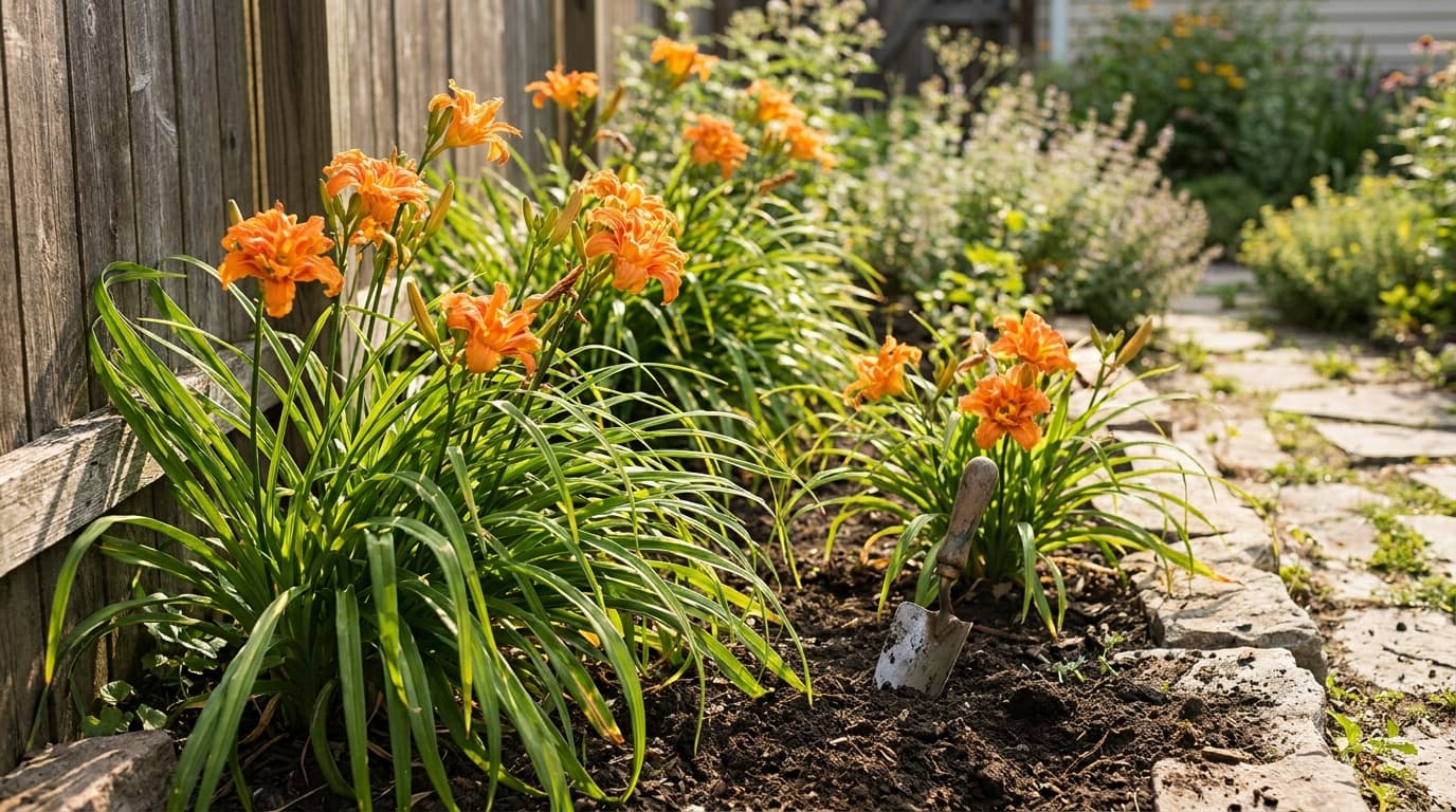 Daylily growing in a garden