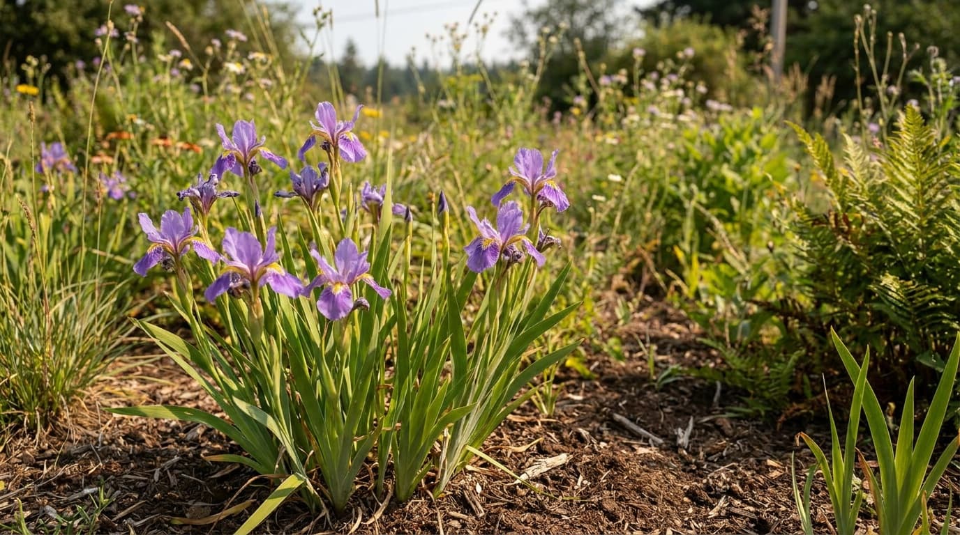 Douglas Iris growing in a garden