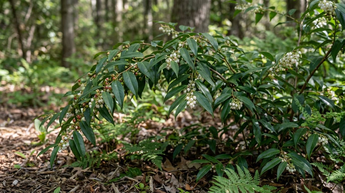 Drooping Leucothoe growing in a garden