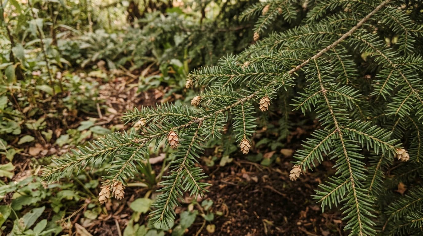 Eastern Hemlock growing in a garden