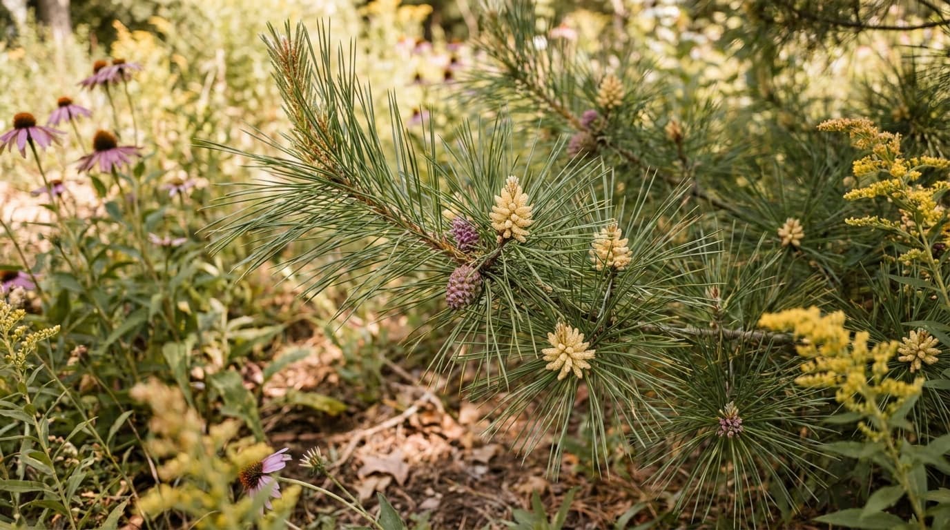 Eastern White Pine growing in a garden