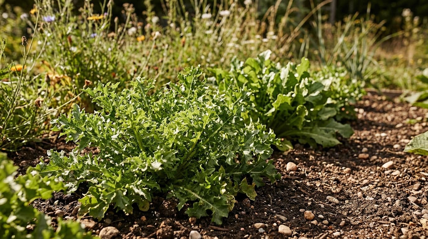 Endive growing in a garden