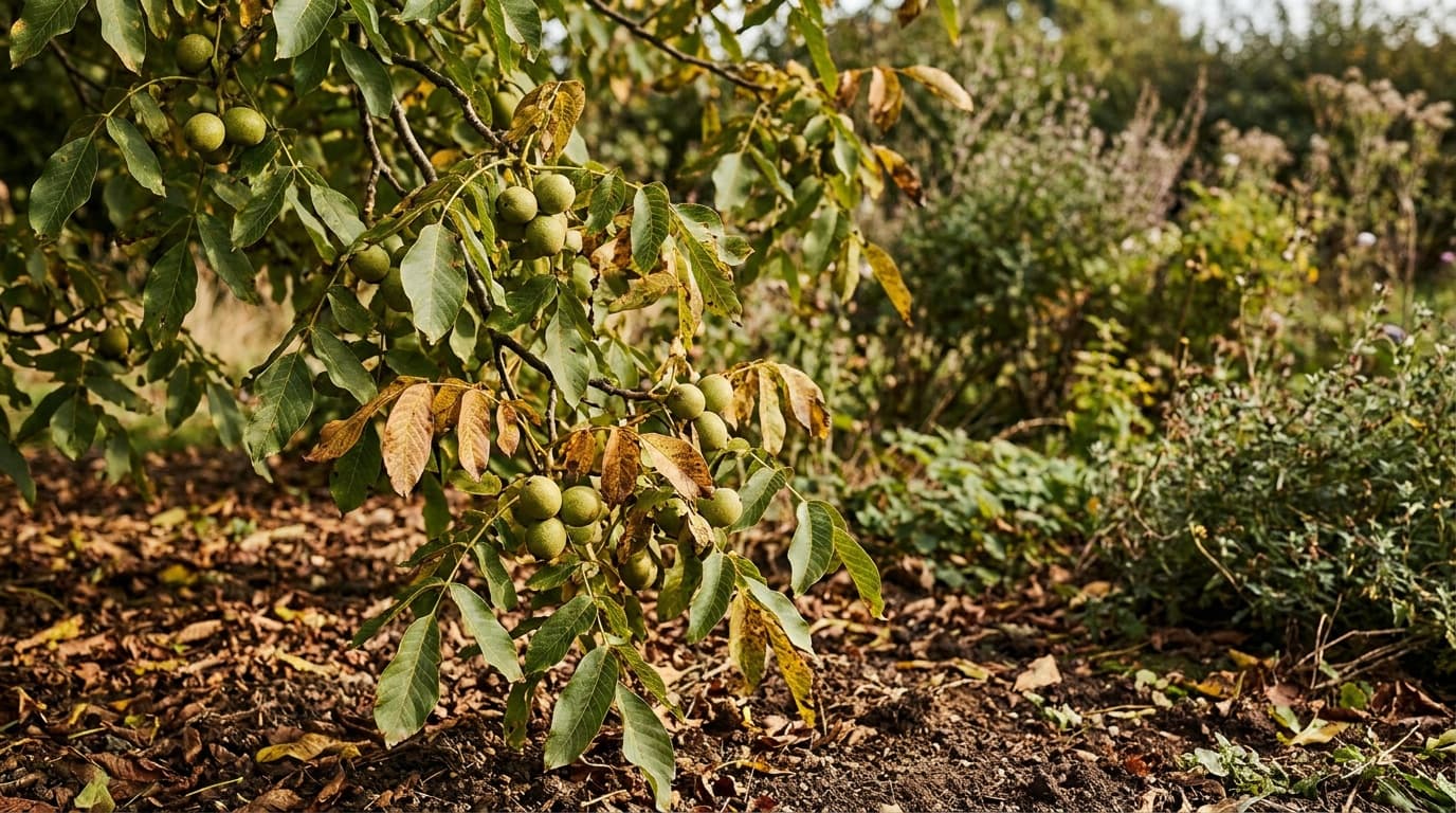English Walnut growing in a garden