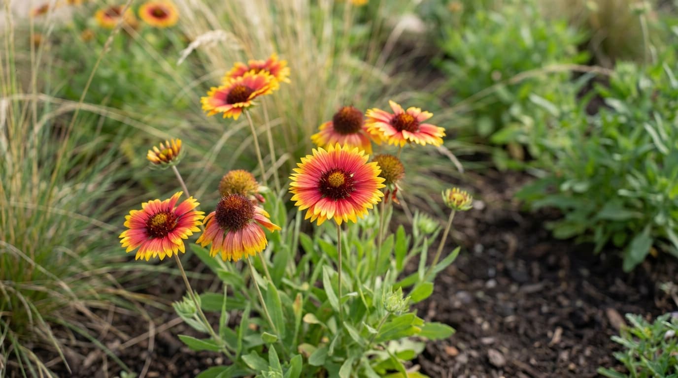 Firewheel growing in a garden