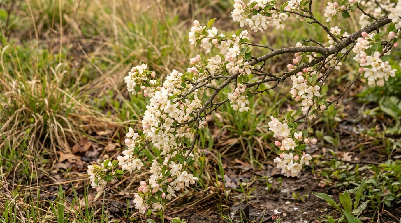 Flowering Crabapple growing in a garden