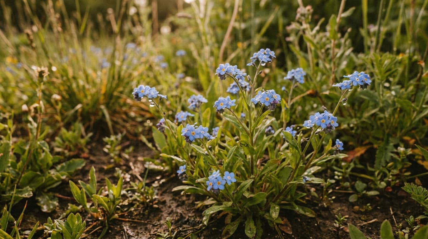 Forget-me-not growing in a garden