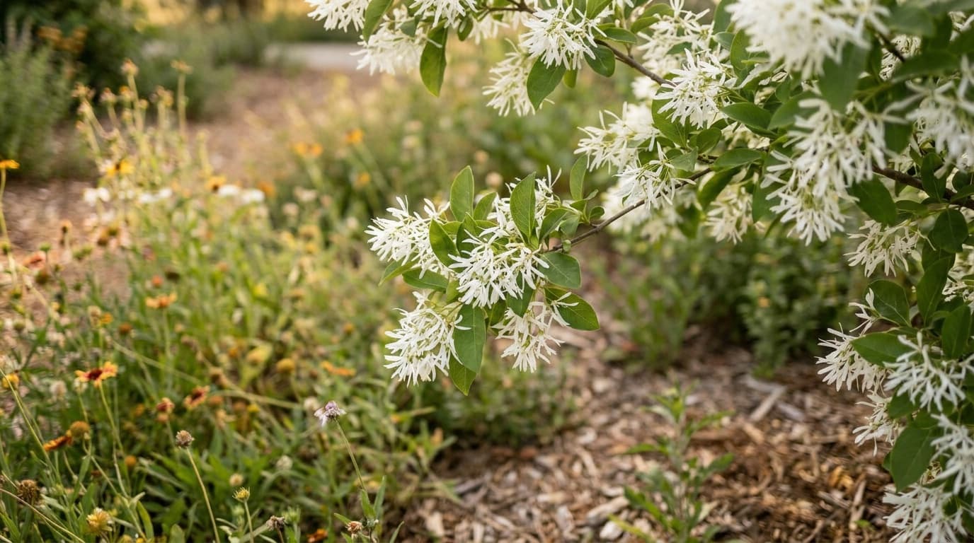 White Fringetree growing in a garden