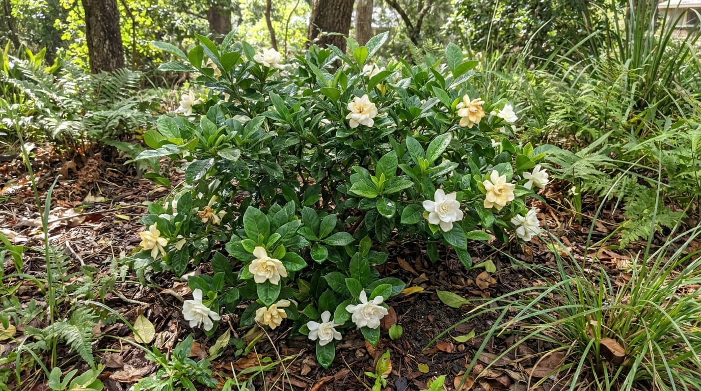 Gardenia growing in a garden