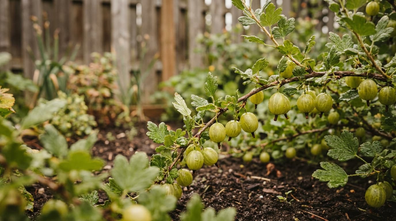 Gooseberry growing in a garden