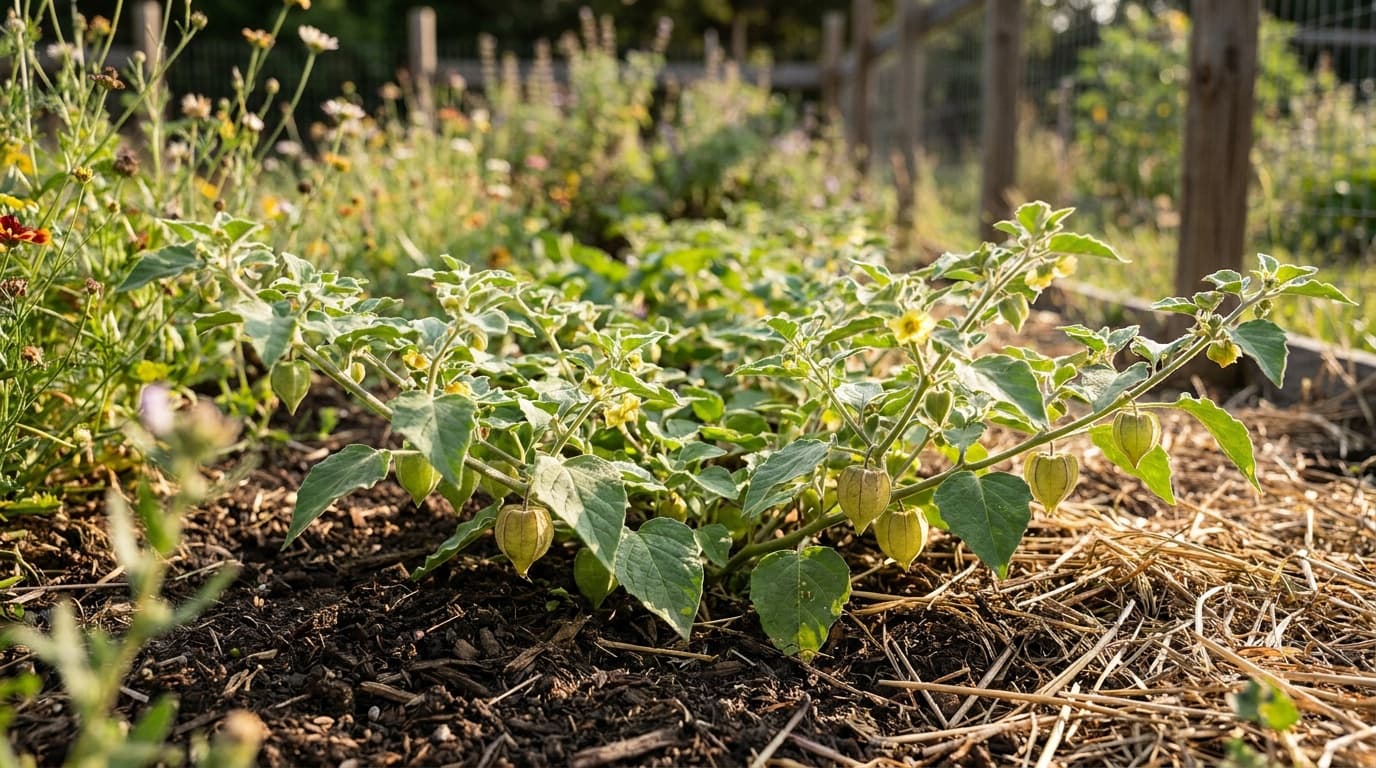 Ground Cherry growing in a garden