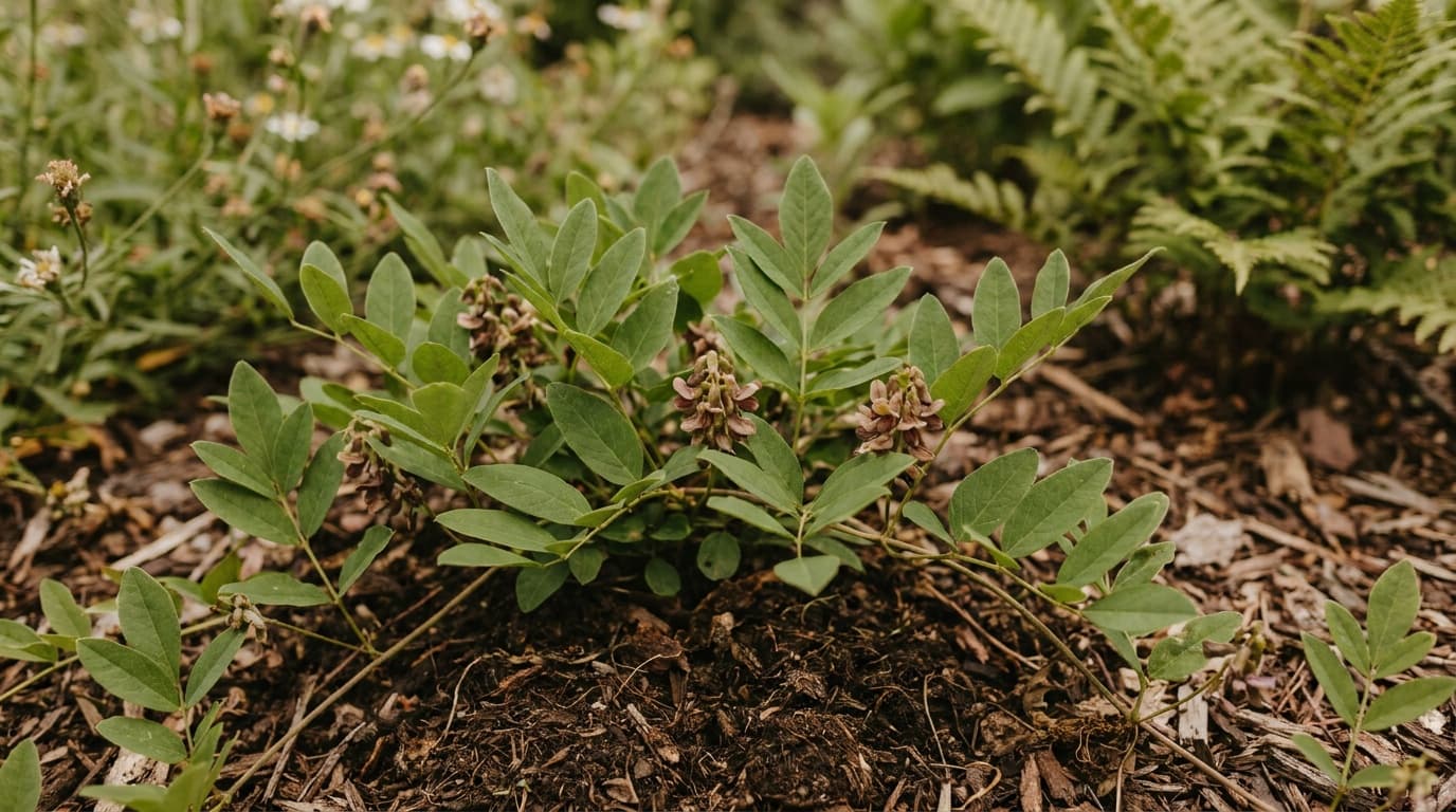 Groundnut growing in a garden