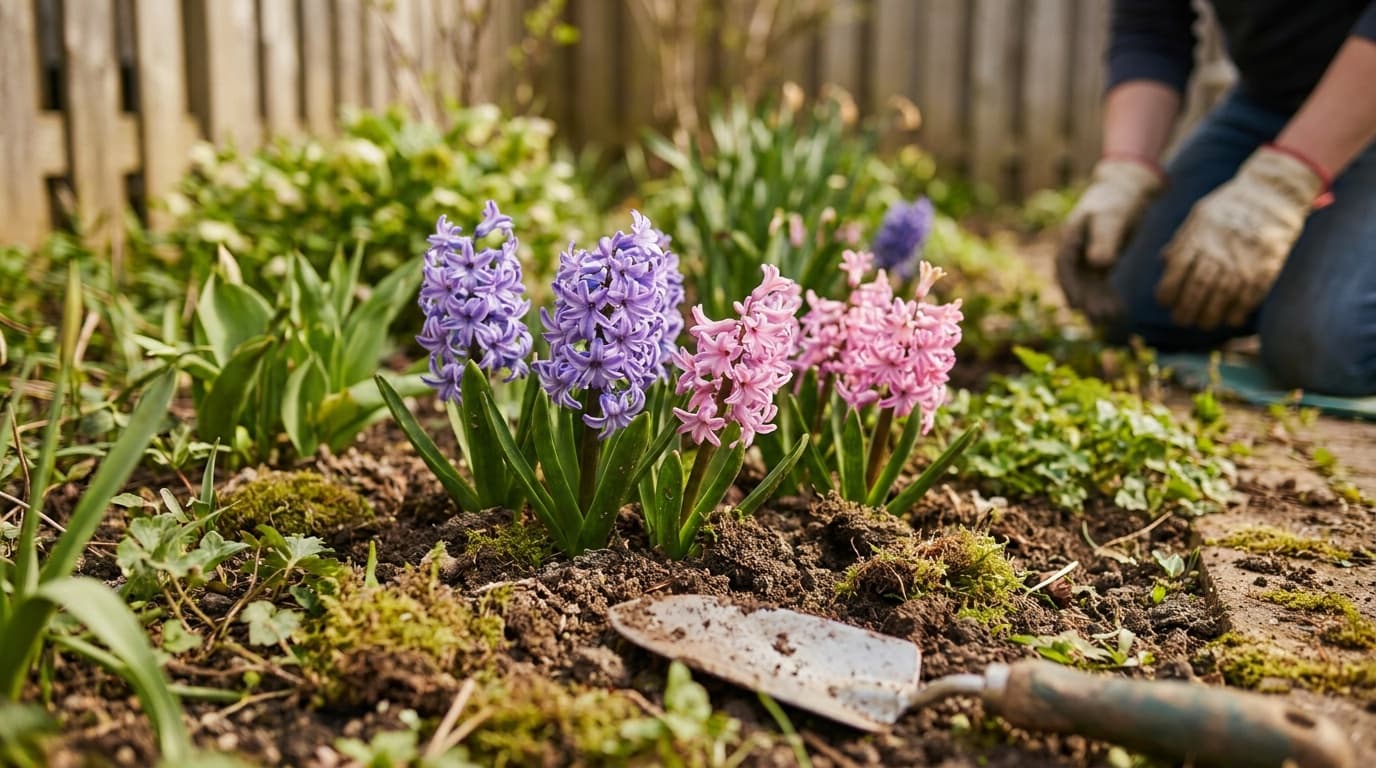 Hyacinth growing in a garden