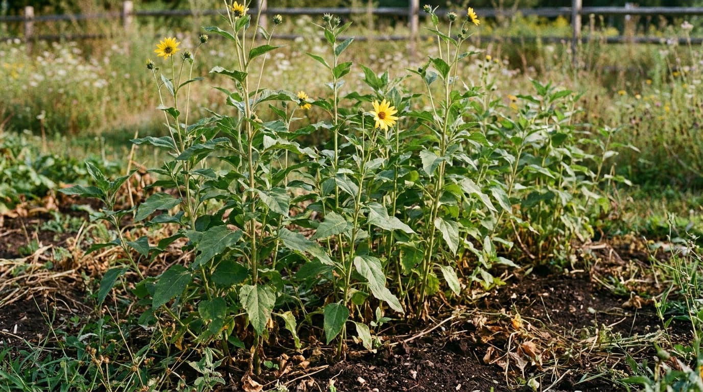 Jerusalem Artichoke growing in a garden