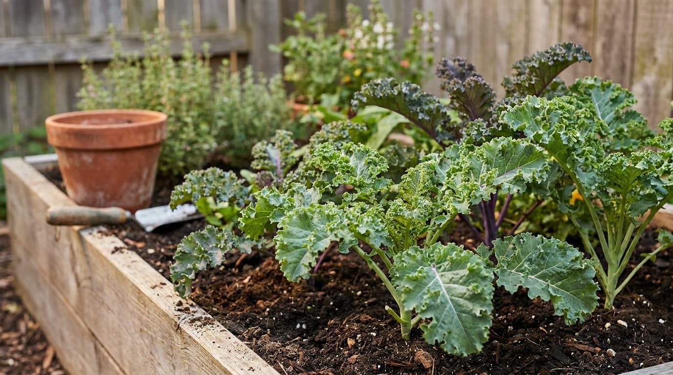 Kale growing in a garden