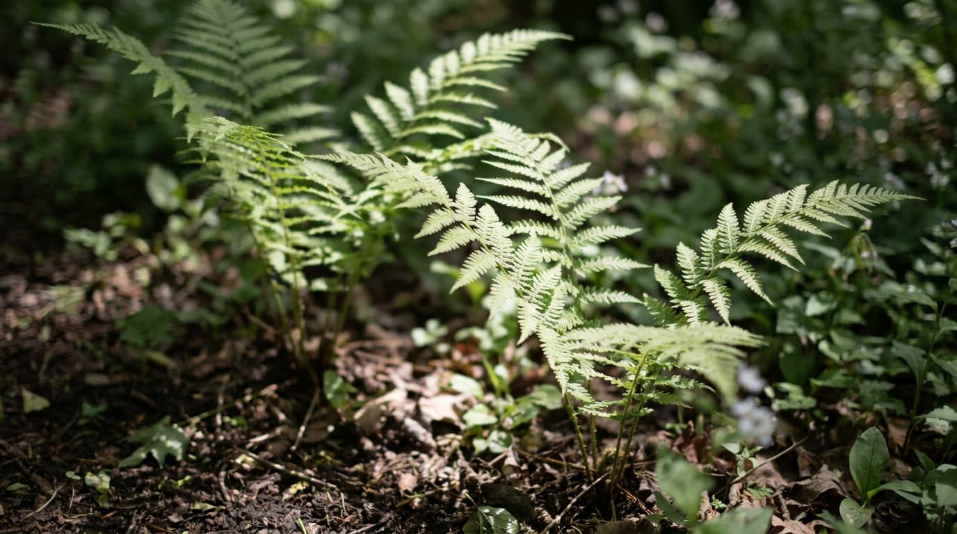 Lady Fern growing in a garden