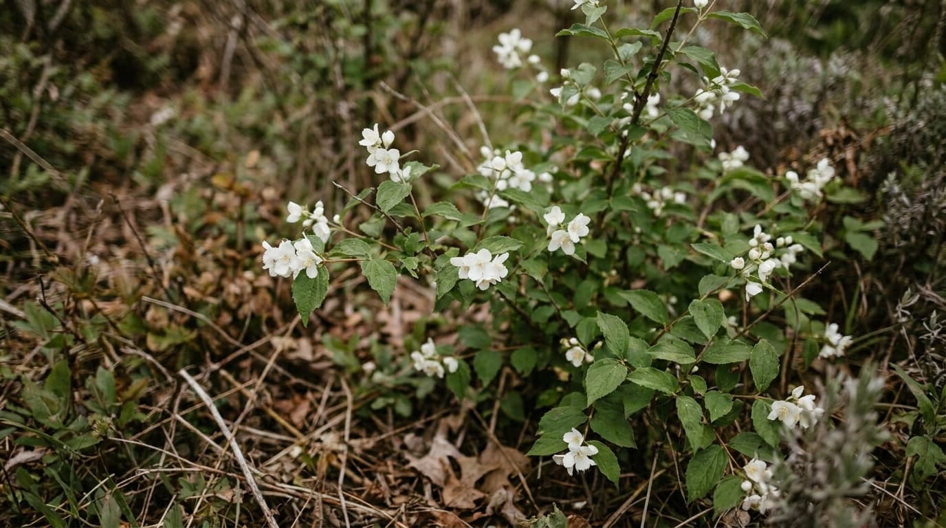 Lewis's Mock Orange growing in a garden