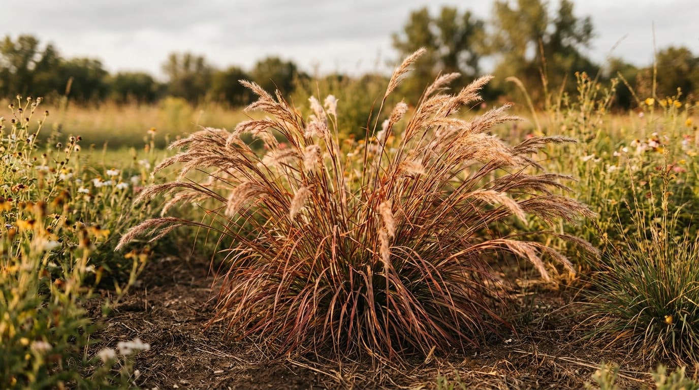 Little Bluestem growing in a garden
