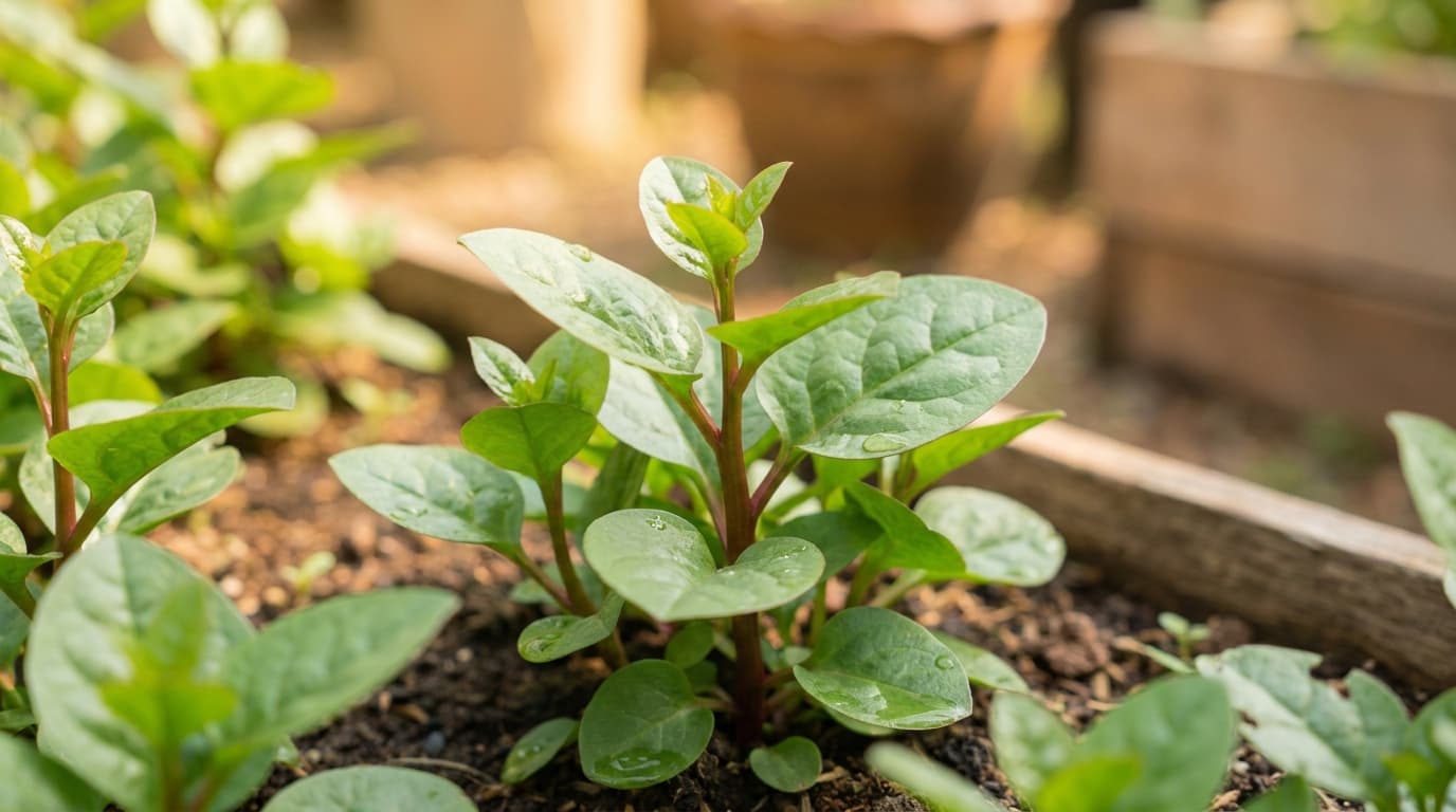 Malabar Spinach growing in a garden