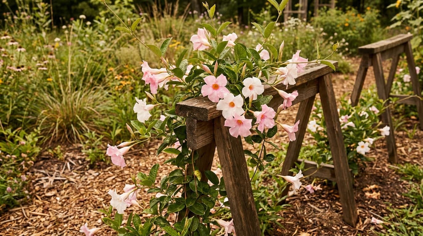 Mandevilla growing in a garden