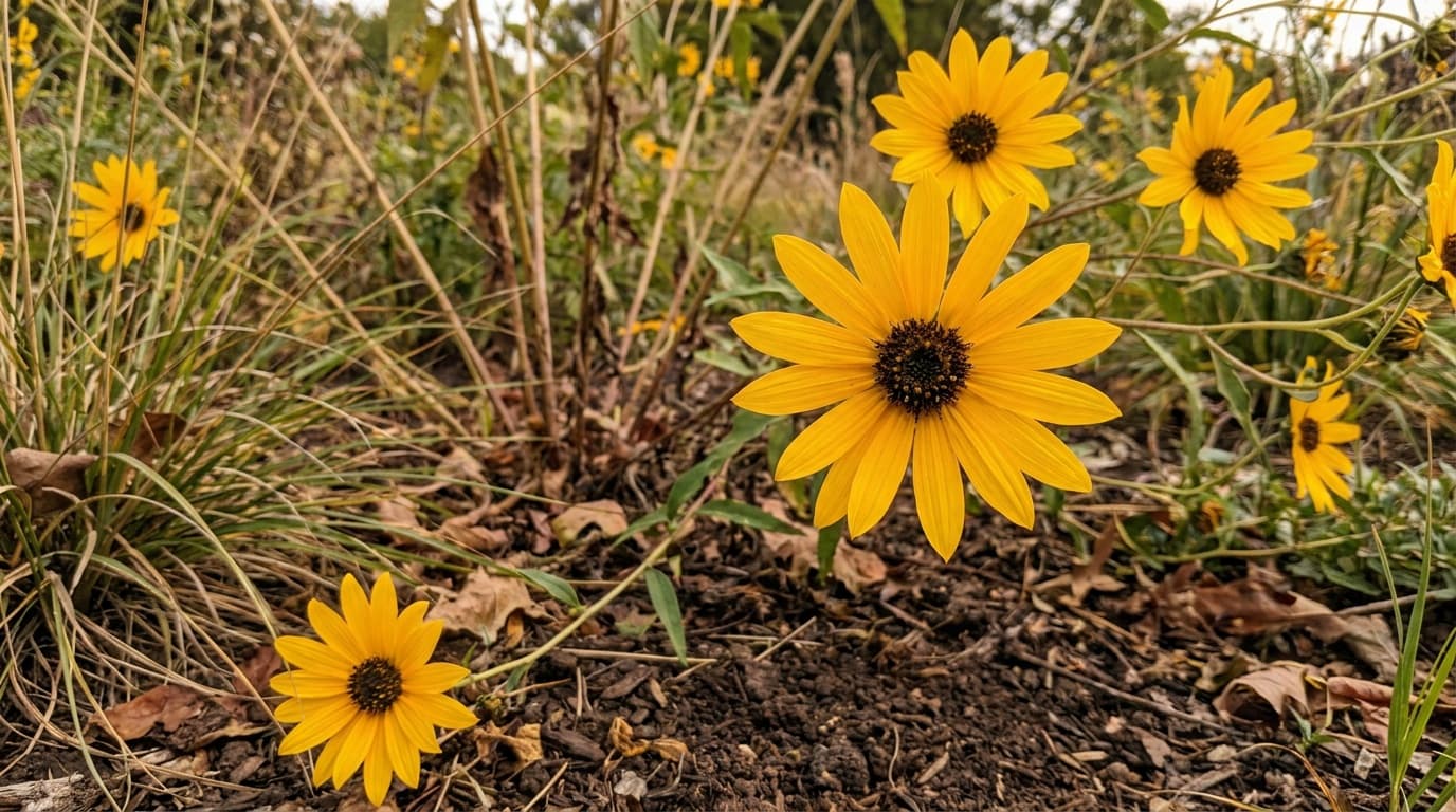 Maximilian Sunflower growing in a garden