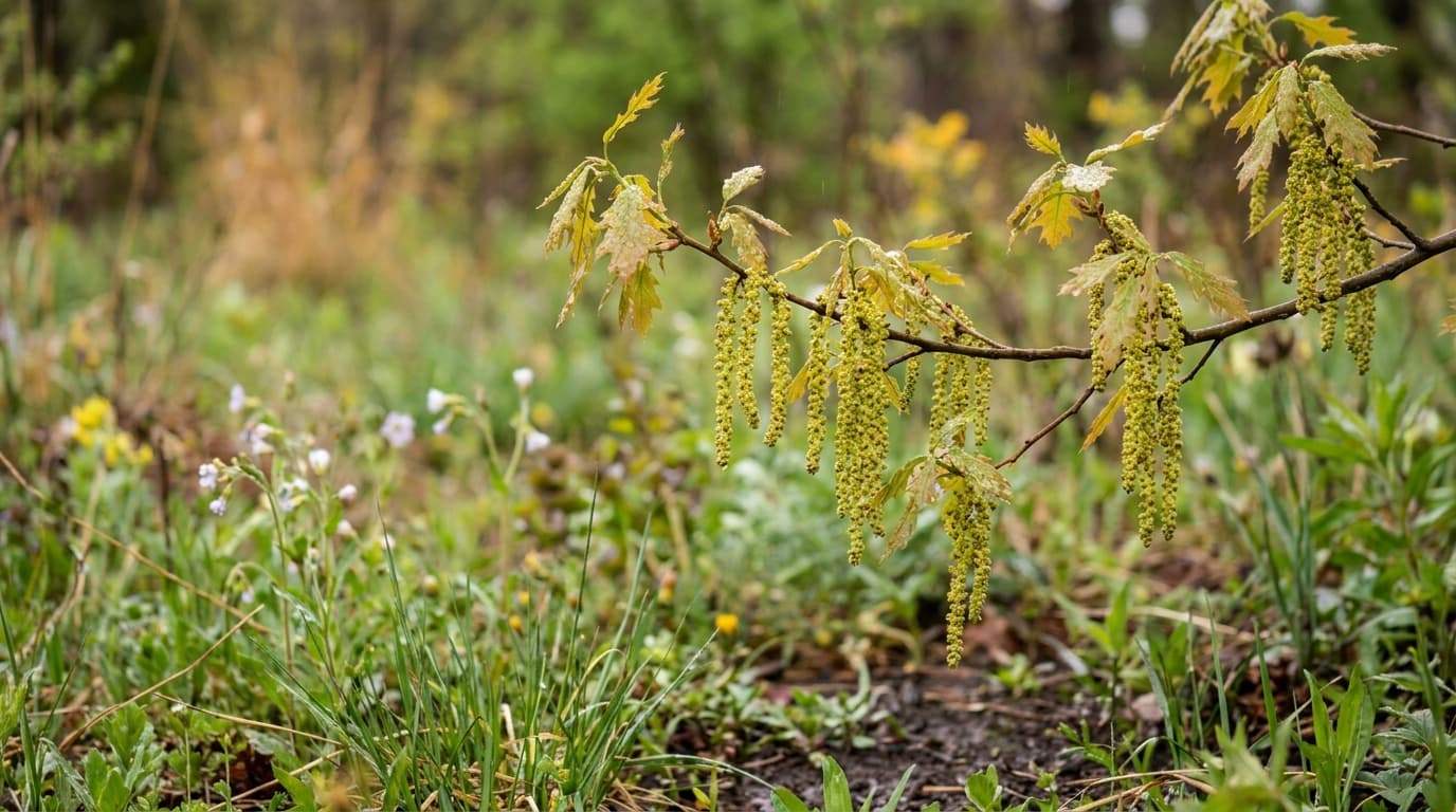 Northern Red Oak growing in a garden