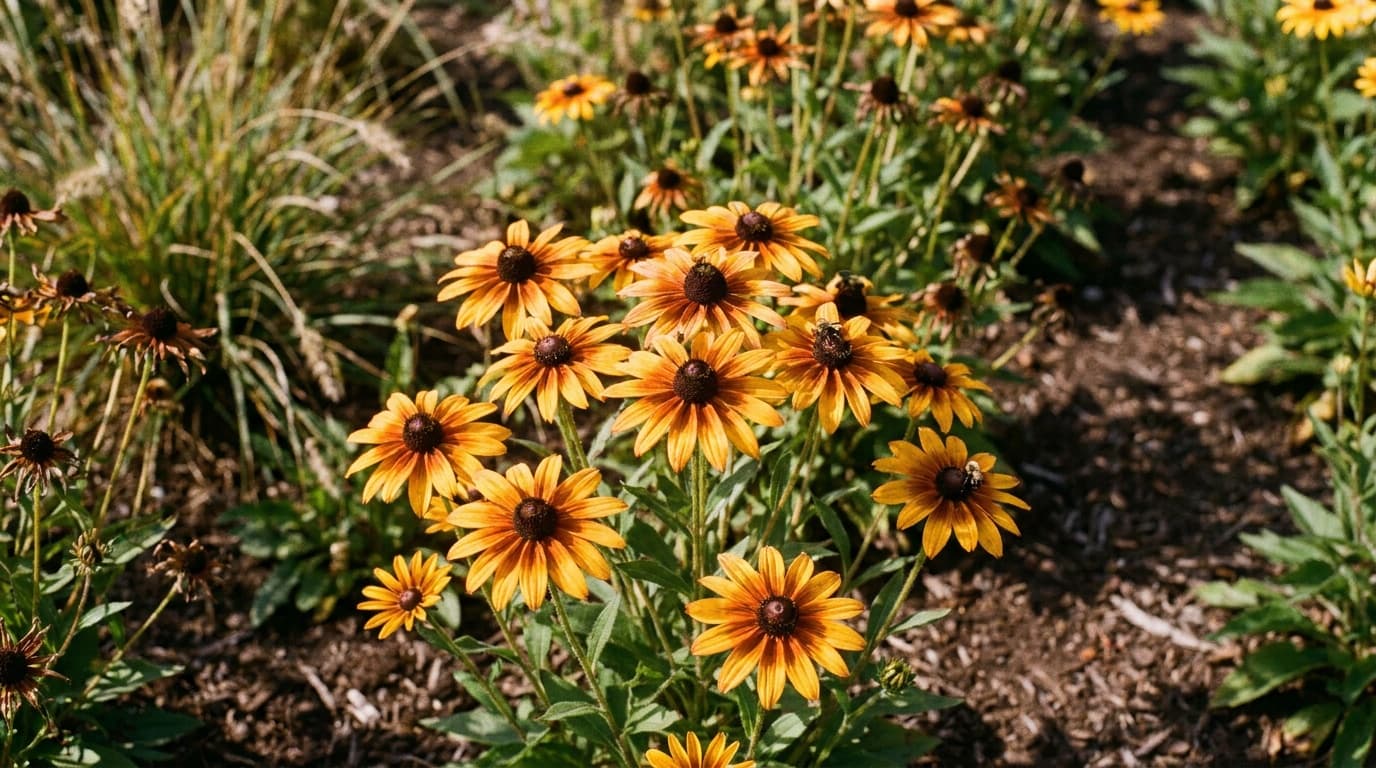 Orange Coneflower growing in a garden