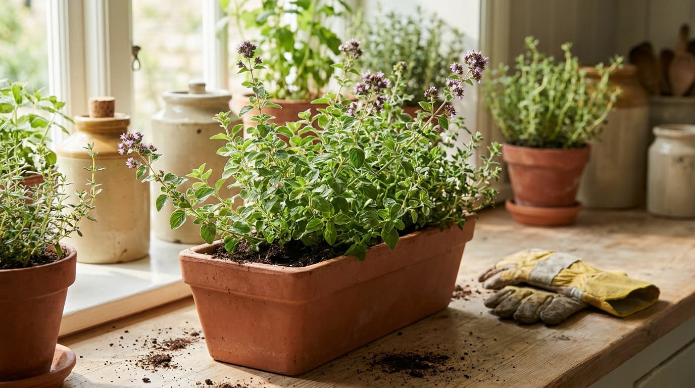 Oregano growing in a garden