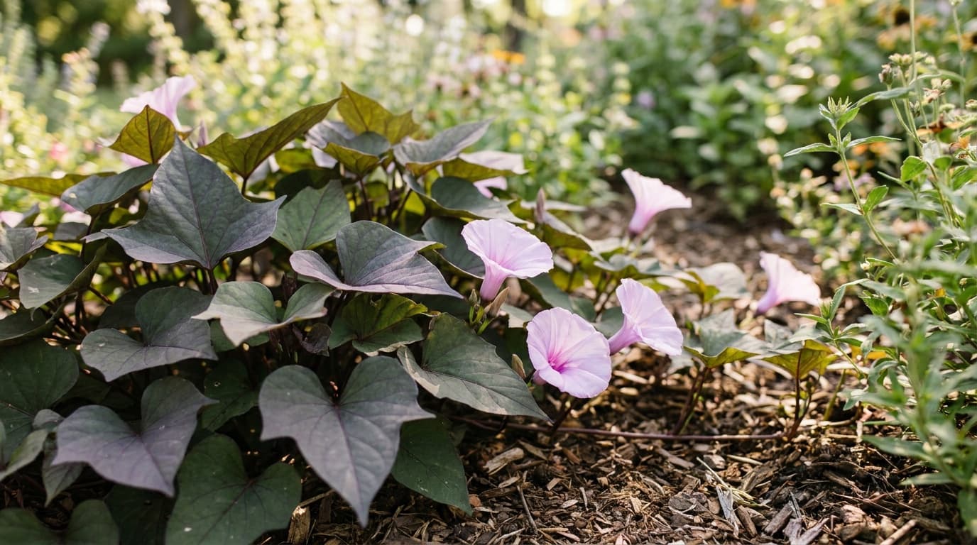 Ornamental Sweet Potato Vine growing in a garden